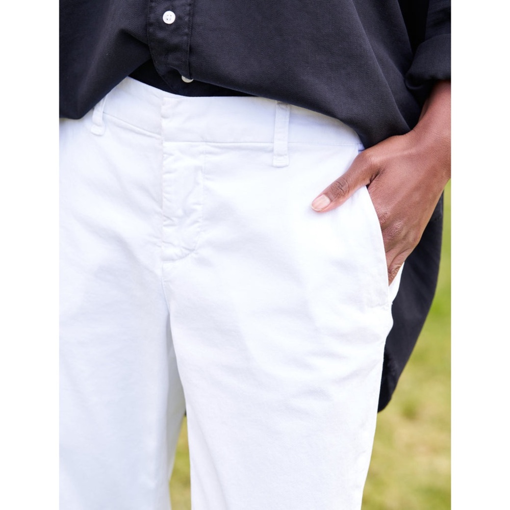 Frank & Eileen Wicklow White Italian Chino Pant Size 6 Cropped Straight Leg - Picture 2 of 6